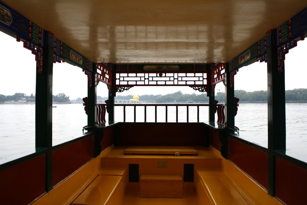 it's cooler on the lake--take a boat across the clear ripples